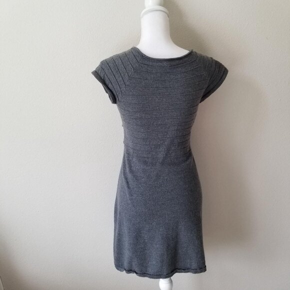 Antonio Melani Gray Ribbed Knit Short Sleeve Wrap Dress Womens M - Picture 2 of 3